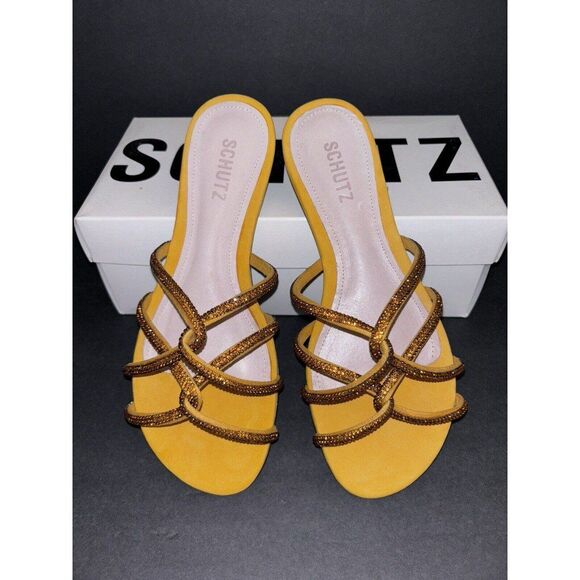 Schutz Marigold Uzia Crystal Sandals Size 9-RUNS SMALL - Picture 1 of 5